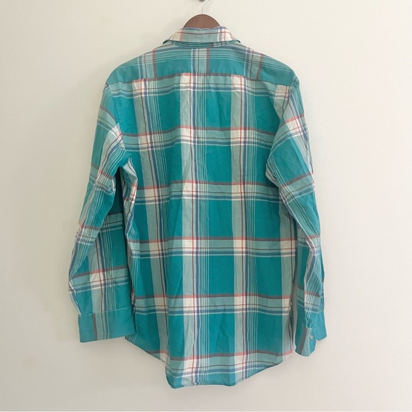 Vintage Mervyn’s Men’s Collection Plaid Button Down Classic Turquoise Red Whte L - Picture 5 of 5